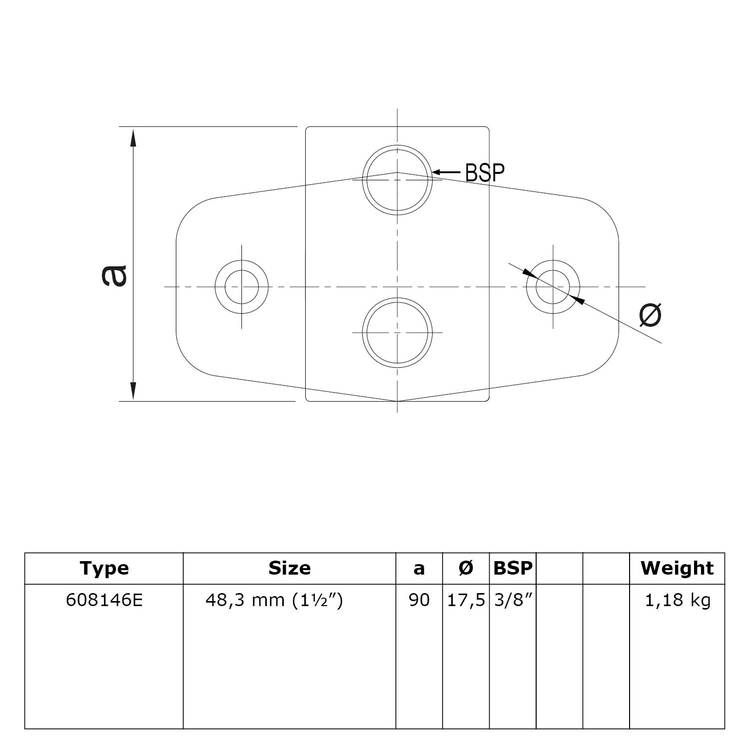 Doos Buiskoppeling Extra zware boeiboordbevestiging horizontaal-C / 33,7 mm (15 stuks)